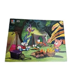 Vintage 1989 TINY TOON ADVENTURES Camping JIGSAW Floor PUZZLE 100%  (17"x22")